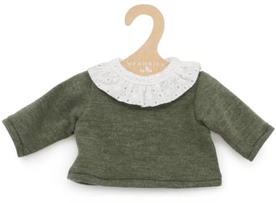 Asi poppenkleding gebreide jersey donker groen poppenoutfit.