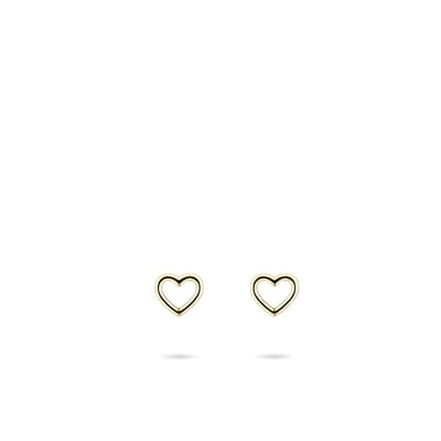 Jewels Inc. - Oorbellen - Oorstekers Hart Open Glad - 6.5mm x 7mm - 14 Karaat Geelgoud