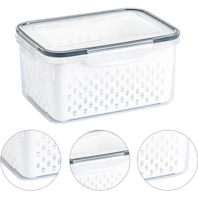 Panier de rangement transparent pour fruits et légumes, 1750 ml, pour la cuisine white