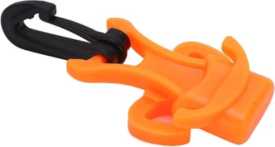 Diving regulator octopus houder met zwarte clip, mondstuk houder voor scuba duiken, oranje kunststof, ideaal voor duikuitrusting en accessoires