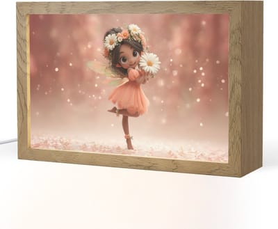 Nachtlampje 30x20 cm - Kinder lampje - Bloemenfee - Roze - Meisje - Tafellamp kinderkamer - Slaapkamer lamp - Bedlamp kinderen - Kinderlampje stopcontact - Wandlamp babykamer - Nachtlampjes