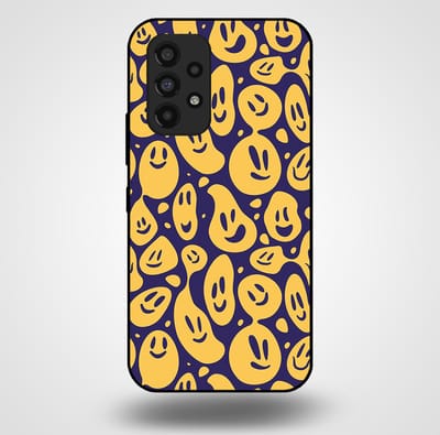 Smartphonica Telefoonhoesje voor Samsung Galaxy A53 5G met smiley opdruk - TPU backcover case emoji design - Paars Geel geschikt voor Samsung Galaxy A53 5G