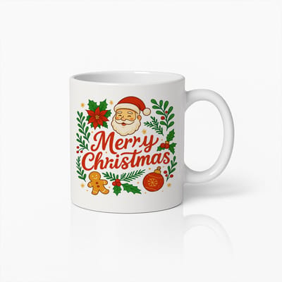 Merry Christmas Koffiemok 330ml – Feestelijke Kerstman Mok met Kerst Ontwerp – Leuk Cadeau voor Vrienden & Familie