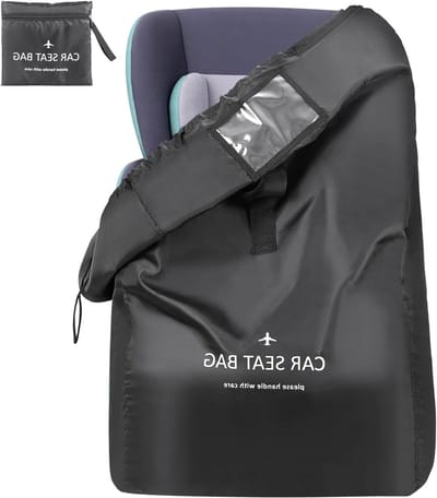 Reiszak voor Autostoelen - Ideale Gate Check Tas voor Vliegtuigreizen, Universele Maat, Inclusief Schouderband, Geschikt voor de meeste Autostoelen (Zwart)