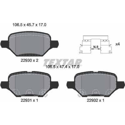 Remblokset TEXTAR 2293001, achter