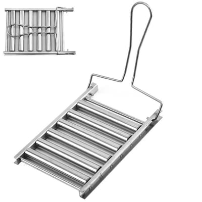 Support à Rouleaux pour Saucisses avec Poignée Support à Rouleaux pour Griller les Saucisses Barbecue Pique-nique Camping Plaque à Grill pour Hot-dogs Outil de BBQ pour Cuisine Maison gray