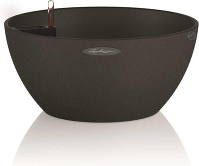 LECHUZA CUBETO Stone 40 - Plantenbak - met uitneembare binnenbak - met bewateringssysteem - ALL-IN-ONE set met LECHUZA-PON - grafietzwart