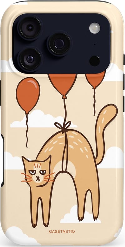 Casetastic hoesje geschikt voor Apple iPhone 17 Pro - MagSafe - Dubbellaagse bescherming - Kattenfeest Ballonnen - Fashion Case - Crème Wit Perzik