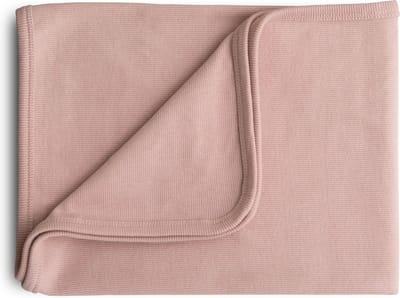Mushie Wiegdeken Ribbed Baby Blanket - Blush