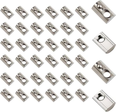 40 Stuks M6 T-Sleuf Moeren voor Aluminium Profielen, Carbon Staal en Veer Moeren voor T-Sleuven