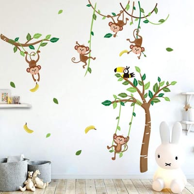 Dailygoods- Muursticker Jungle - Muurstickers Kinderen - Wanddecoratie Babykamer - Dieren - Zelfklevend - Premium Kwaliteit