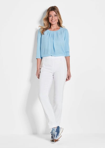 Onderhoudsarme broek CARLA van bengaline - wit - Gr. 38 van Goldner Fashion