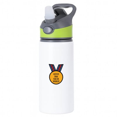 Hacebo® - liefste oma van de wereld waterfles met rietje groen - Oma - de liefste oma - verjaardagscadeau - verjaardag - cadeau - cadeautje voor oma - oma artikelen - kado - geschenk - gift - water fles - 650ML