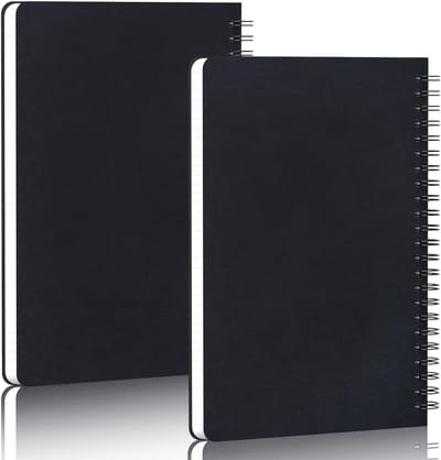 Set van 2 A5 Dotted Notebooks - 100g/m² Spiraalnotitieboek met 5mm Ruitjes - 14x21cm Zwart Notitieboek