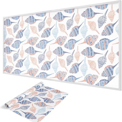 Wallfluent Glas in Lood Raamfolie - Zeeschelpen Raamfolie Glas in Lood - 200x100 cm - Blauw Zelfklevende Raamfolie Glas in Lood - Melkglas Folie met Glas in Lood Effect - Voor de woonkamer, voor het kantoor, voor de hal - Glas in Lood Folie voor Raam