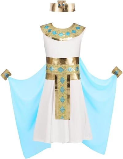 Cleopatra Kostuum voor Kinderen, Egyptische Prinses Jurk met Decoratieve Riem, Perfect voor Verjaardag, Carnaval en Rollenspel (3-12 Jaar)