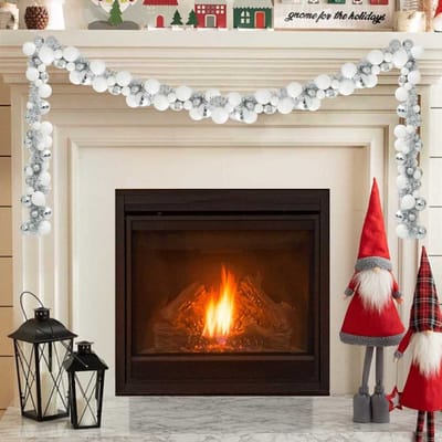 vidaXL - Kerstbal - Guirlande - LED's - Wit - en - Zilver - 186 - cm - Polystyreen