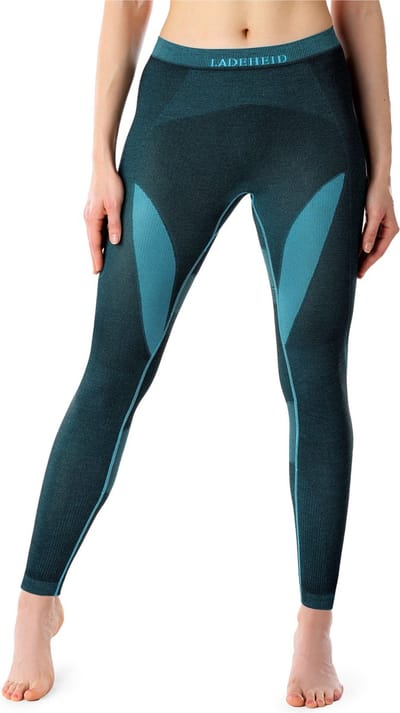 Ladeheid Thermobroek - Thermo ondergoed - Dames - Thermo Legging - Zwart/Turquoise - M - LA-LA40-WOMEN-Pants