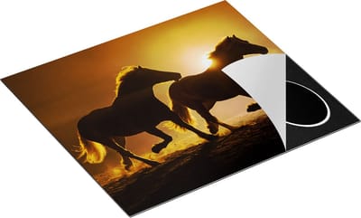 Chefcare Inductie Beschermer Silhouet van Twee Paarden - 60x50 cm - Afdekplaat Inductie - Kookplaat Beschermer - Inductie Mat