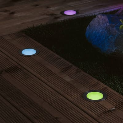 Plug & Shine LED-grondinbouwlamp Smart Home Zigbee 3.0 Floor RGBW Set van 3 IP67 RGBW+ 3x2W 21VA Edelstaal