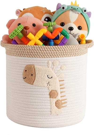 Opbergmanden voor Kinderen, Speelgoedopslag, Gevlochten Katoenen Mand voor Kinderen, Decoratieve Mand voor Woonkamer en Speelkamer