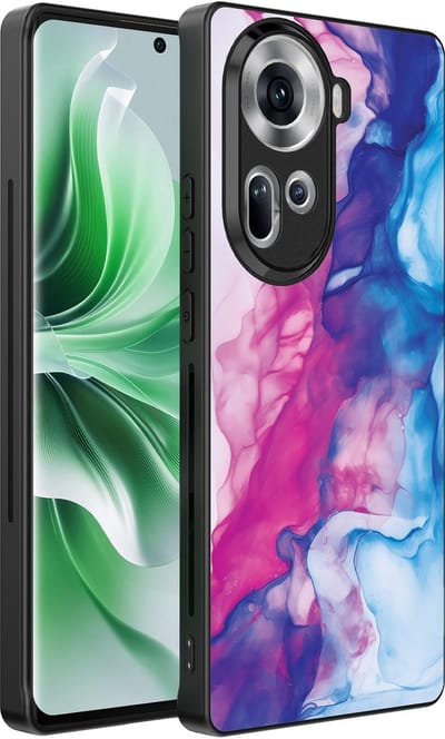 Smartphonica Telefoonhoesje Geschikt voor Oppo Reno 11 met Roze Blauw Marmer Opdruk - TPU Backcover Case Rose Blue Marble Design geschikt voor Oppo Reno 11