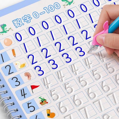 Herbruikbaar Kinder 3D Kopiëerschrift Ideaal Voor Kalligrafie Cijfers Handschrift Kopiëerschriften Leren Wiskunde Schrijven Oefenboek Ideaal Voor Kinderen white