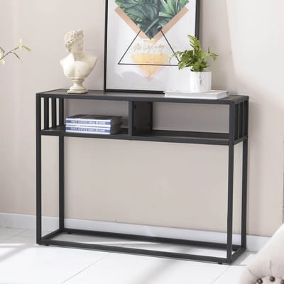 GDRN - Haltafel - Dressoirtafel - Sidetable - Hout - Metaal - Zwart - donkerbruin