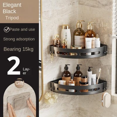 1/2/3 stuks Zelfklevende Badkamer Shampoo Houder Douche Caddy Planken Opbergruimte Zonder Boren Plank Hoek Handdoekhouder Planken voor Badkamer white