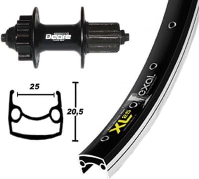 Exal XL 25 DISK Achterwiel 26x1.9 Deore 8-10s Disc, black