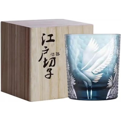 Nieuw Japans Edo Kiriko Pijnboom Kraan Whiskeyglas Handmatig Gesneden Old Fashioned Whiskey Tumbler Kunstwerk Wijnglas Brandy Snifter 260ml beige