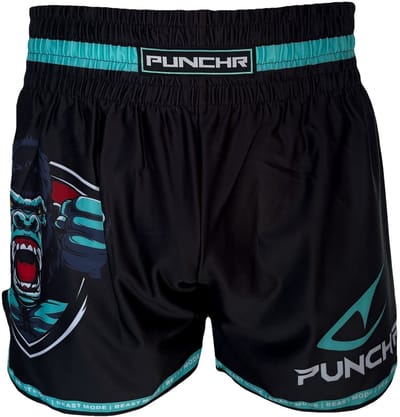 PunchR™ Beast Mode Muay Thai Fight Short Zwart Groen - XS