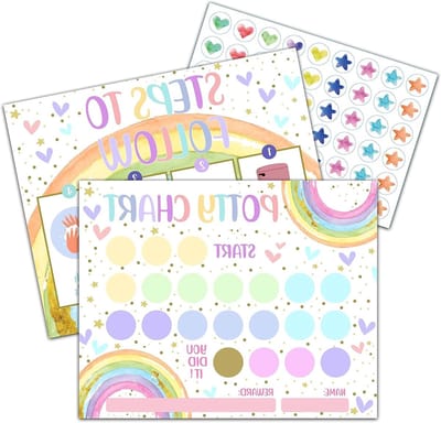 Zindelijkheidstraining Stickerkaart - Potjestraining Kaart - Kind Zindelijk Maken - Regenboog Design - 8 x 10 inch - Multicolor