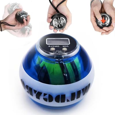 Gyrobal Polsversterker - Krachtbal Teller - Onderarm Training - Automatische Start - Standard Size - Blauw