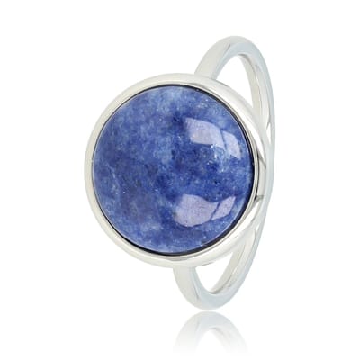 My Bendel - Ring Zilverkleurig met Lapis Lazuli Edelsteen - Zilverkleurige Ring - Lapis Lazuli Edelsteen - Unieke Touch - met Luxe Cadeauverpakking | Sieraden Voor Dames | Maat 17.00 Mm / Maat 53