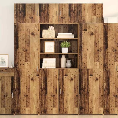 vidaXL - Highboard - Oud - Hout - 80 - x - 42,5 - x - 185 - cm - Bewerkt - hout