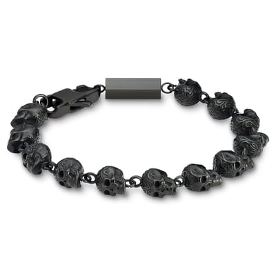Rico | Zwarte Roestvrijstalen Schedelarmband
