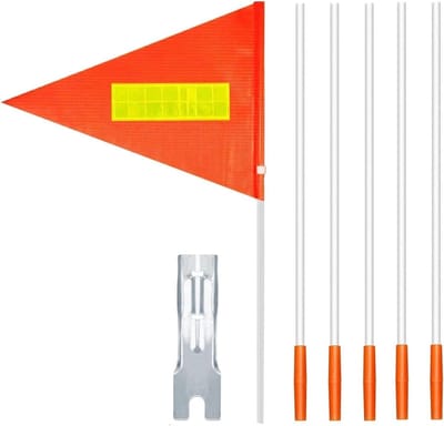 Veiligheid Fietsvlag - Kinder Vlag - Betere Zichtbaarheid - Reflecterende Strepen - 30 cm - Geel Rood