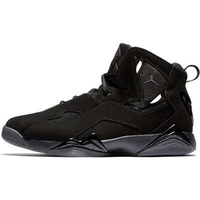 Jordan Air Jordan 7 True Flight Leer Slijtvast Ademend Hoge schacht Kinder Basketbalschoenen Zwart 343795-013 36