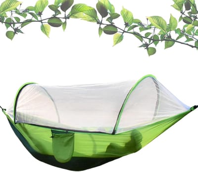 Campinghangmat - Draagbare hangmat - Buiten ontspannen - Geïntegreerd muggennet - 260x140 cm - Groen