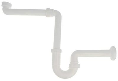 Ruimtebesparende Sifon voor Wastafel - 1 1/4 inch x 32 mm, Inclusief Wandrozet, Kunststof, Wit