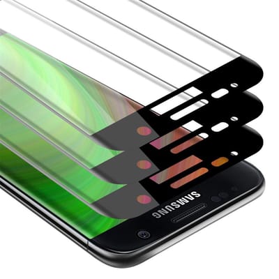 Cadorabo 3x Screenprotector geschikt voor Samsung Galaxy S7 Volledig scherm pantserfolie Beschermfolie in TRANSPARANT met ZWART - Getemperd (Tempered) Display beschermend glas in 9H hardheid met 3D Touch