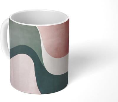 Mok - Koffiemok - Abstract - Golven - Sierlijk - Roze - Mokken - 350 ML - Beker - Koffiemokken - Theemok
