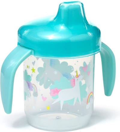 Tuitbeker Kind 6M+ - Unicorn Magic - Magische Eenhoorn - Deksel&Handvatten - Lichtblauw - 11x12.5x7.5cm