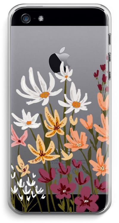Case Company® - Hoesje geschikt voor iPhone 5 / 5S / SE (2016) hoesje - Painted wildflowers - Soft Cover Telefoonhoesje - Bescherming aan alle Kanten en Schermrand