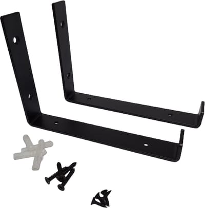 Hoexs - Plankdragers Voor Plank 20cm - Industrieel - Inclusief pluggen en schroeven - Mat Zwart - Metaal - Industriële Wandplank