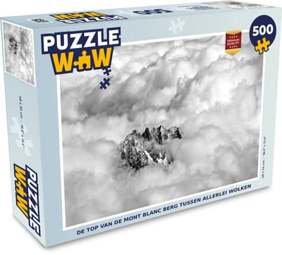 Puzzel De top van de Mont Blanc berg tussen allerlei wolken - Legpuzzel - Puzzel 500 stukjes