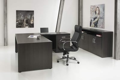 Directiebureau Chief model hoekbureau links met ladenblok 210x210cm Donker Eiken