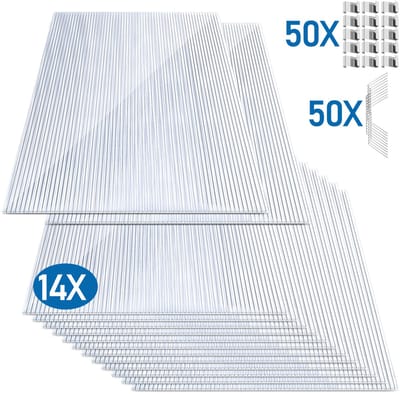 14x Kasplaten Polycarbonaat 4 mm Transparant met 50 Kasclips