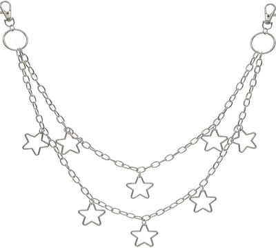 Broekketting - Multifunctionele portemonnee - Riemketting - Meerlaagse kledingaccessoire - Straatdecoratie - Geschikt voor fietsen, hiphop, punk en jeansketting - Zilver